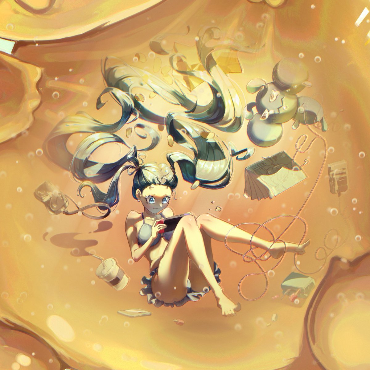 orentoystudio's tweet photo. 「just a cute girl chilling  playing a game inside  axolotl slime...」

#illustration  #イラスト #イラスト好きな人と繋がりたい ＃クリスタ https://t.co/o4ARoX33kZ