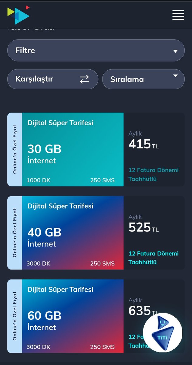 Mesela ben telefon operatörleri tarafından salak yerine koyulmaktan ve her sene hat taşımaktan bıktım. Soldaki mevcut olduğum hat üzerinden paket fiyatları sağ taraf yeni hat taşıma fiyatları. Sadece biri de değil hepsi böyle. Sebep? Cidden her sene hat taşımaktan sıkıldım.