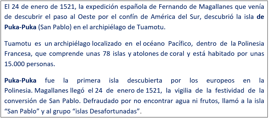 javierleoncio49's tweet photo. El 24 de enero de 1521, hoy hace 505 años, Fernando de Magallanes descubrió la isla de Puka-Puka (San Pablo) en el archipiélago de Tuamotu. #Polinesia, #Tuamotu https://t.co/5lkCPFKHKz