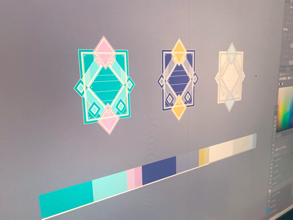 絞り込んで調整して
方向性決定！！

三種類同時に作るなんて初めてだから（そもそもボードゲーム作るの初めてだよ、忘れてた！）
やり方合ってるのかわからないけど
頭の中のイメージとはだいぶ一致してきた。