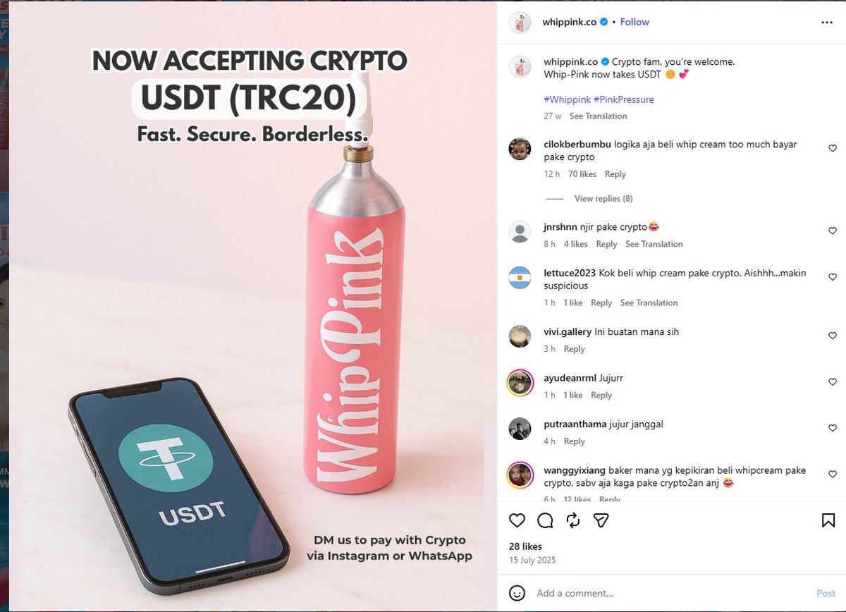 like come on now, name me one pastry/bakery production related brand that accepts  payment in crypto.