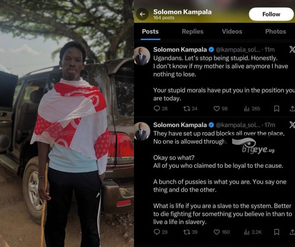 Aposondawula's tweet photo. #Aposo| mulenzi  muto @kampala_solomon we're not slaves to either your dad or the regime.

Tumanyidwa, we should die for your mother while you're in your room in America tweeting? We're stupid, Ssebo.

Do you know the victims of your family’s actions? Brothers have died, and many are jailed, yet like Muhoozi, you call Ugandans stupid?! What entitlement is this? Board the plane, come back, and talk the talk. Lekerawo okumayira, the common people, Ssebo