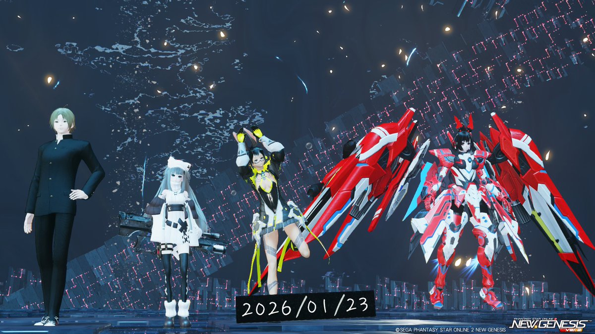 nkoyomina's tweet photo. #放課後の集会所 #PSO2NGS_SS 貼り忘れ。SSがたまってきたので整理せねば。
黒・白・黄・赤、我らカラフル！戦闘服っぽいコーデも作ってみたいものですね。
ご参加ありがとうございました。 https://t.co/45IfKWsfkC