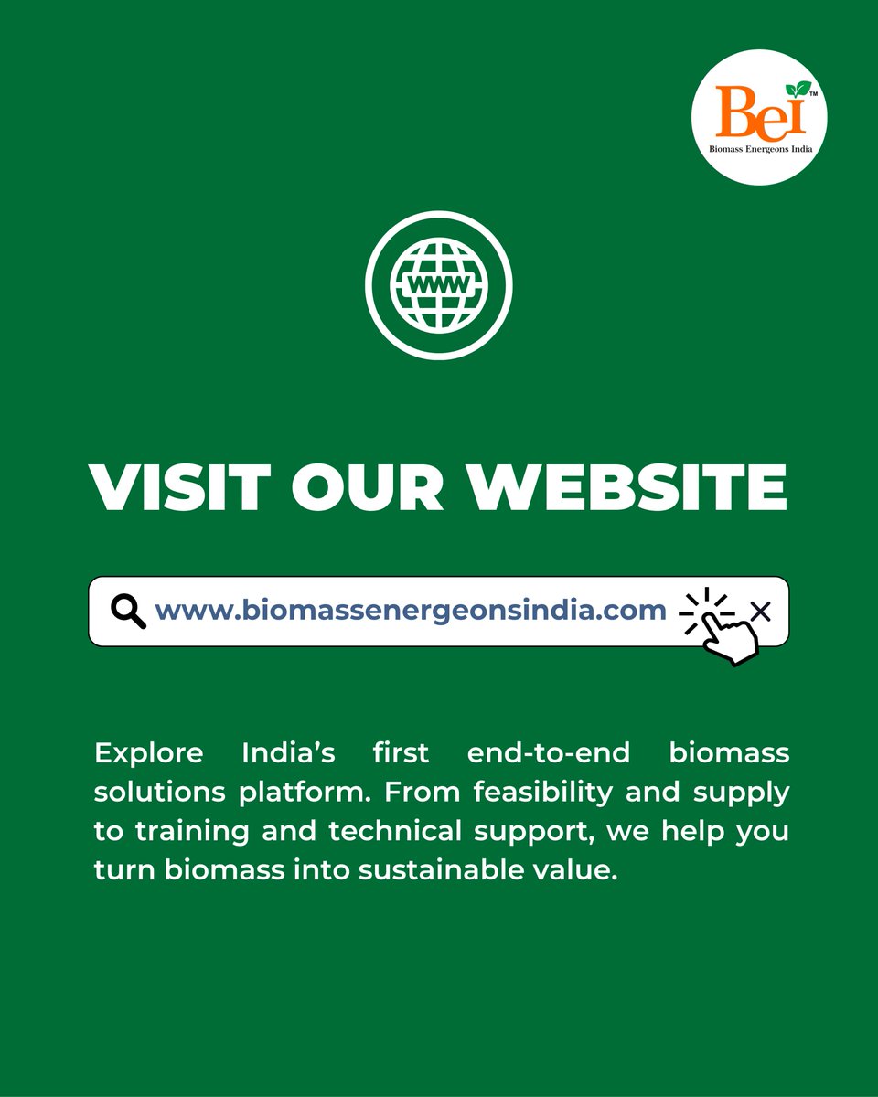 biomass_bei's tweet image. India’s first end-to-end biomass solutions platform 🌱
From feasibility and biomass supply to training and technical support, we help you build sustainable energy projects with confidence.
Explore 👉 biomassenergeonsindia.com
#BiomassEnergeonsIndia #BiomassEnergy #CleanEnergy