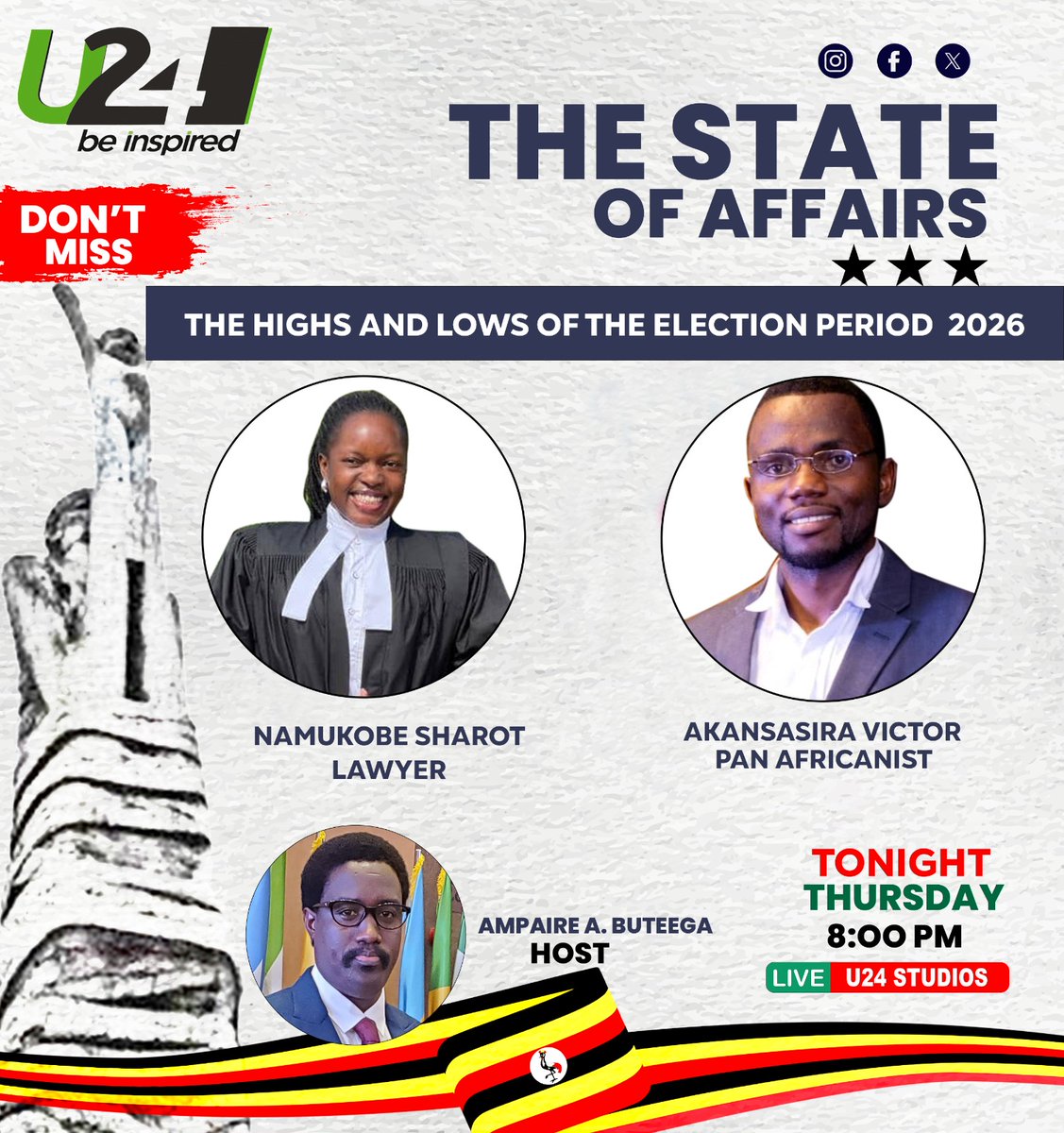 It was a great opportunity to share insights on Uganda’s political dynamics-"The highs and lows of the 2026 election period" on <a href="/ubctvuganda/">UBC UGANDA</a> &amp; <a href="/u24tvug/">U24 TELEVISION</a>.Thank you <a href="/AmonButeega/">Ampaire Amon Buteega</a> for hosting <a href="/SharotNamukobe/">sharot namukobe</a> for engaging.Privileged 2 contribute 2 such dialogues
youtube.com/live/gJcEIRQgX…