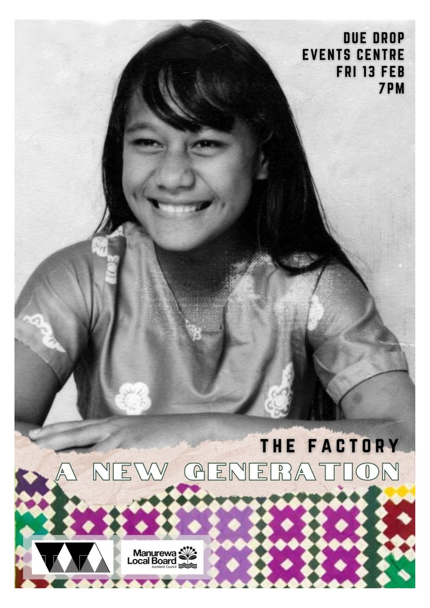 The Factory – A NEW GENERATION
Friday 13th of Feb – 7 pm - @duedropeventscentre
Proudly brought to you by <a href="/tapaaiga/">TAPA</a> with support from the Manurewa Local Board.

To book your free tickets, head to: eventfinda.co.nz