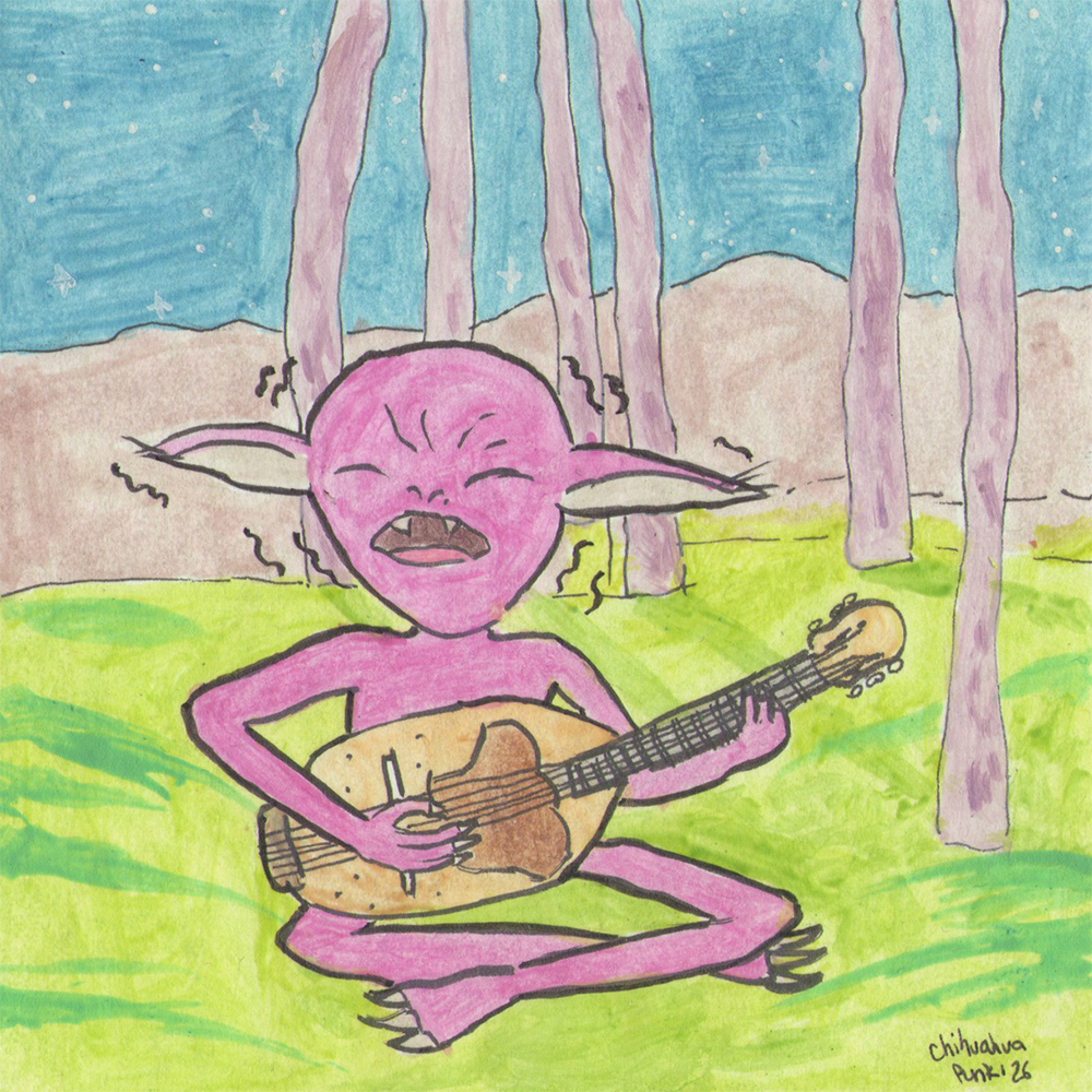 chihuahuapunk's tweet photo. #creatuanary 18: Drekavac. #drekavac #creatuanary2026 #cryptid #tamburica https://t.co/xwRv5ecKvr