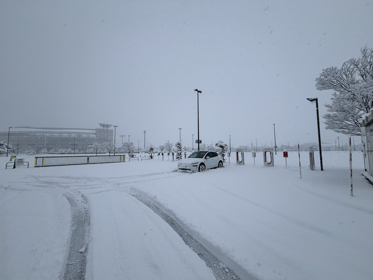jsan0309's tweet photo. AWDならいける RWDは多分入れない
テスラ新潟SC積雪2-30cm⛄️ https://t.co/F4HggYRPXI