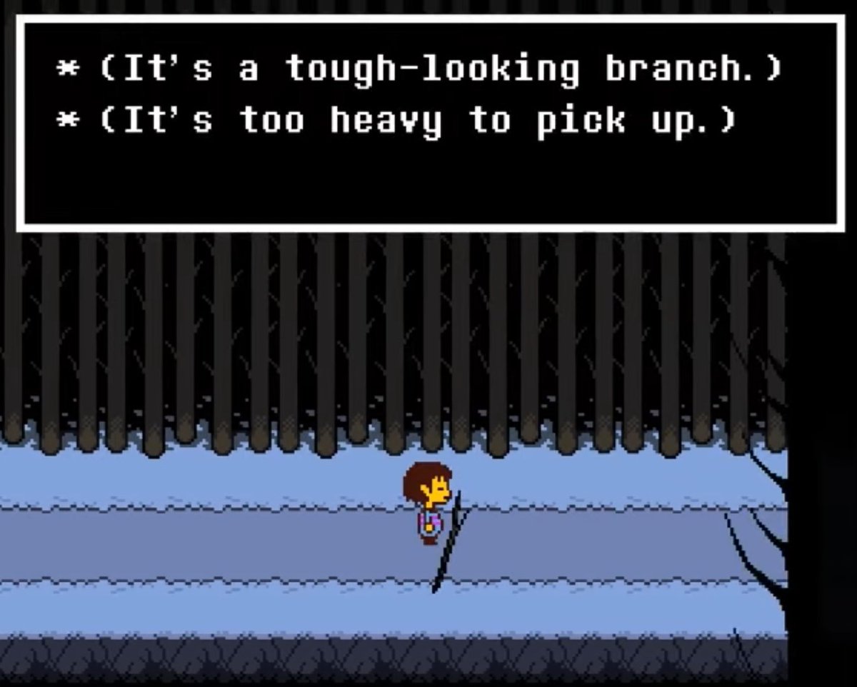 LinoOikl45887's tweet image. "Lvl1 Frisk solos all of humanity" lvl6 frisk honest reaction to a branch