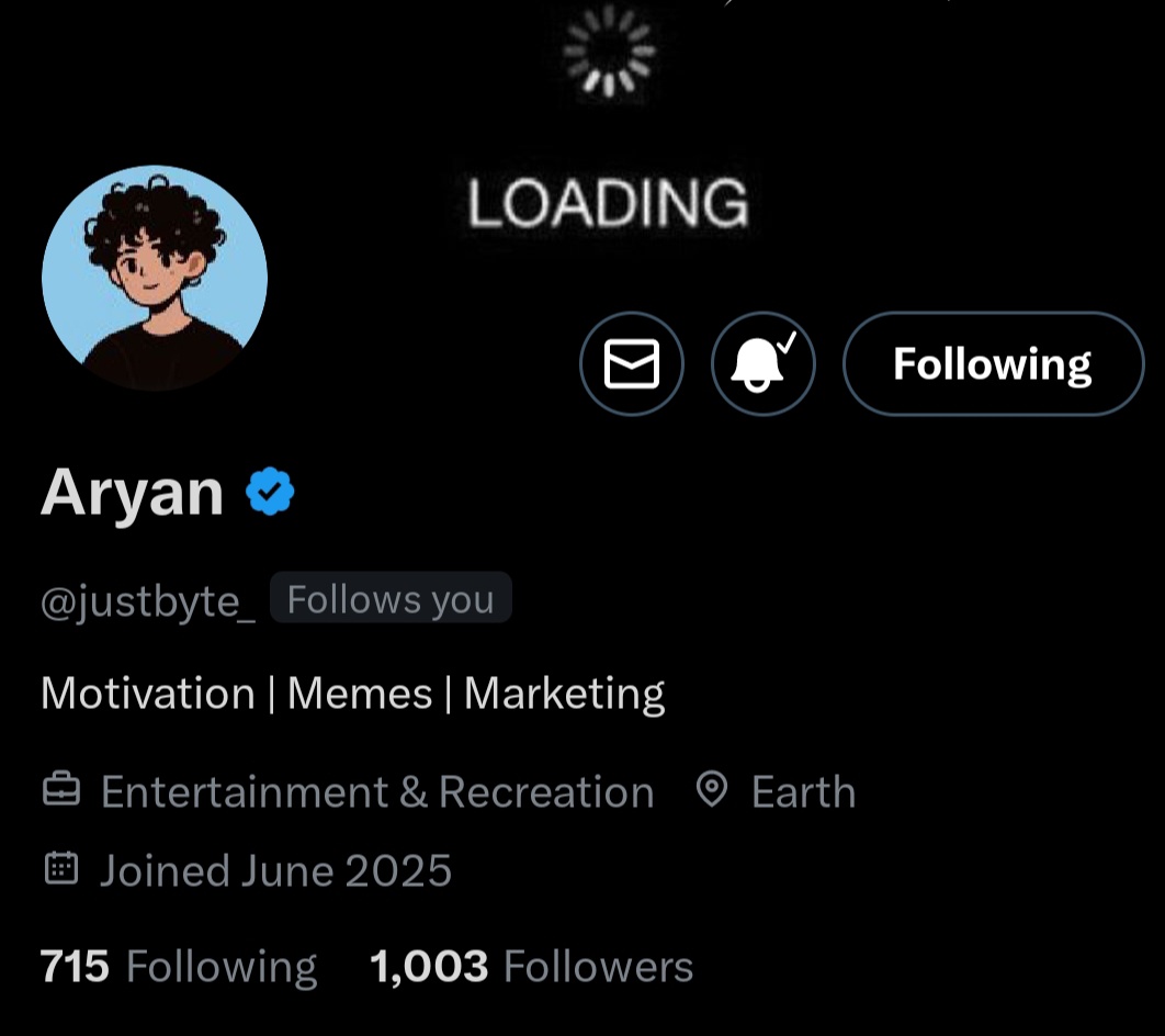 justbyte_'s tweet image. Just hit 1K+ followers today 🚀

The growth:  
→ 500 to 600 in 24 hours
→ 600 to 1K in 48 hours

Not gonna lie 200+ followers in 48 hrs feels surreal.

This community is awesome 🫡
Thank you everyone 🙌🏻