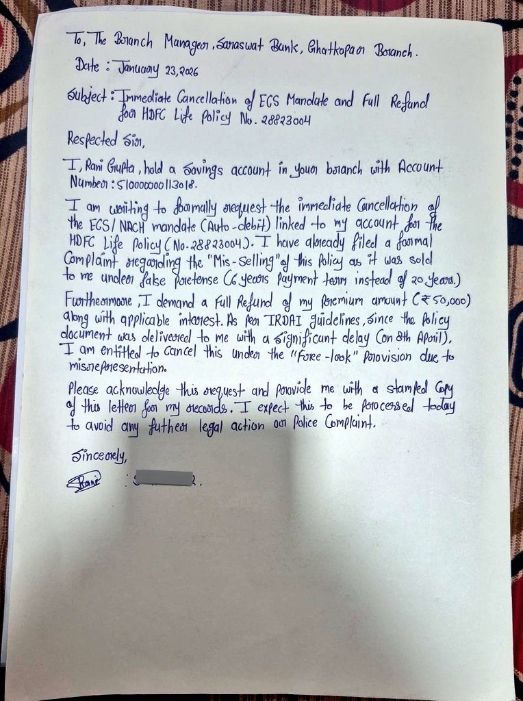rg0021818's tweet photo. Fraud by @HDFCLife &amp; @SaraswatBank! 📢
Policy 28823004: Sold as 6-yr term, but documents show 20 yrs! Staff (Divya D.) admitted mistake on chat but refund is being delayed. I demand a full refund!
@HDFCLife @SaraswatBank @IRDAI_India @jagograhakjago https://t.co/G0wP5xDdWl