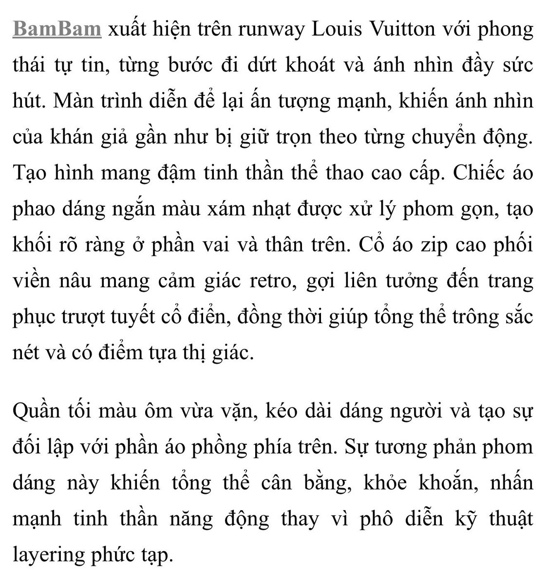 BAZAAR Vietnam 🇻🇳 
“ท่าทางที่มั่นใจ ก้าวเดินอย่างเด็ดเดี่ยว สายตาที่น่าดึงดูด สไตล์หรูหรา&amp;สปอร์ต สร้างความน่าประทับใจให้กับผู้ชมอย่างมาก” 😌
#BamBamxLVMenFW26
#LouisVuitton #LVMenFW26 <a href="/LouisVuitton/">Louis Vuitton</a> 
<a href="/BamBam1A/">BamBam</a> #BamBam 
bazaarvietnam.vn/front-row-loui…