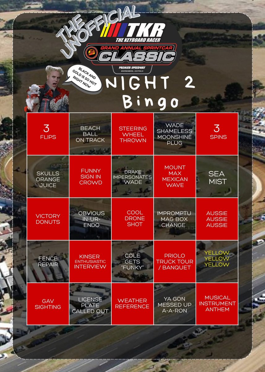 FINALLYYYY the TKR Gods have answered and it's time for #ClassicBingo at <a href="/SungoldStadium/">Premier Speedway</a> 😍

#53GASC