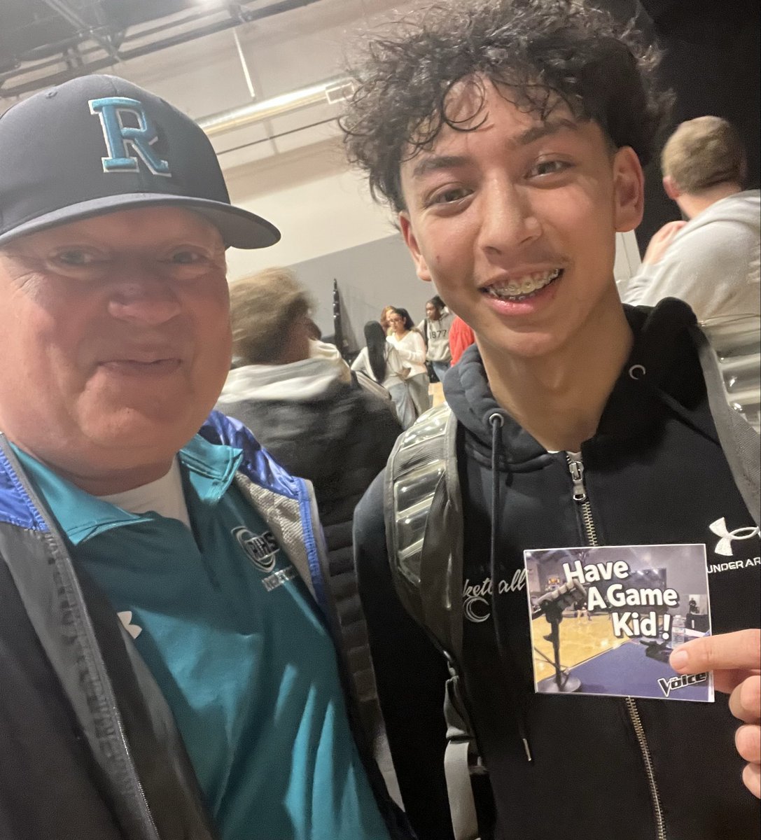 MarkRCondit's tweet photo. Friday Night #HAVEAGAMEKID athletes at River Islands tonight - John Engaling II (white shirt) scored 14 points to lead RI JV Boys to a 51-47 win over Sierra while Charles Mapanao (black hoodie) hit FIVE THREES to lead the RI Varsity to a 73-58 win over the visiting TWolves !!!!!! https://t.co/cKZUPNnQD0