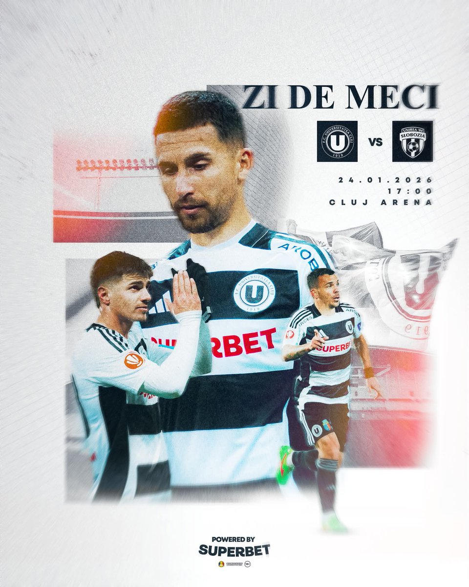 Azi ne întoarcem acasă ⚔️

🆚️ AFC Unirea 04 Slobozia  🕖 17:00 📍 Cluj Arena 🎫 Biletele se găsesc aici 👉 fcucluj.ro/bilete
