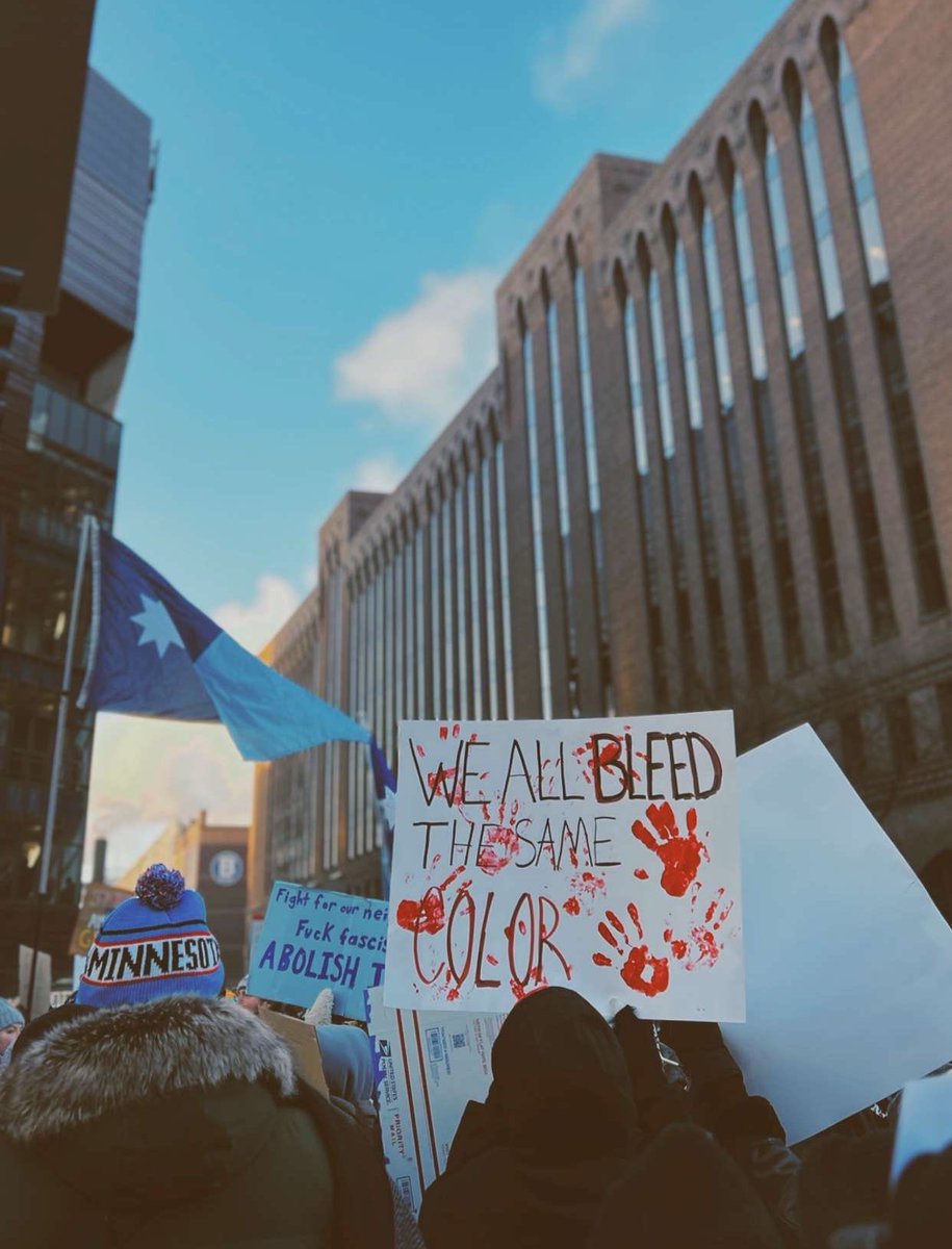Calihann's tweet photo. @realDonaldTrump @KristiNoem @CMDROpAtLargeCA @CityMinneapolis @DHSgov  we will prevail #ICEOUT #Minnesota #Minneapolis #fuckICE #MinnesotaStrong #ourstreets #NOjusticeNOpeace https://t.co/IToz9bZxJ4