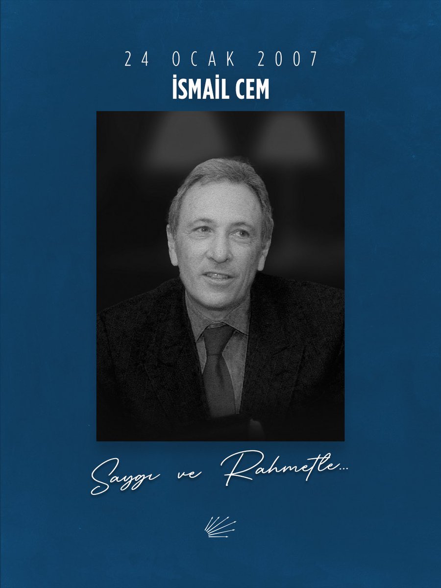 Siyasetin beyefendi ve dürüst ismi, dış politikaya kazandırdığı çağdaş yaklaşım ve ülkemize sunduğu değerli hizmetlerle siyasi tarihimizde müstesna bir yere sahip olan Dışişleri Bakanımız İsmail Cem’i, saygı ve rahmetle anıyoruz.