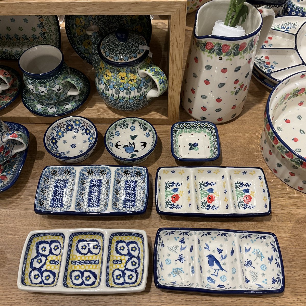 ポーランド ボレスワヴェツ陶器 ツェラミカ・アルティスティチナ 食器5点セット ポーランド食器 11.8cmボウル 花 ツェラミカ アルティスティチナ