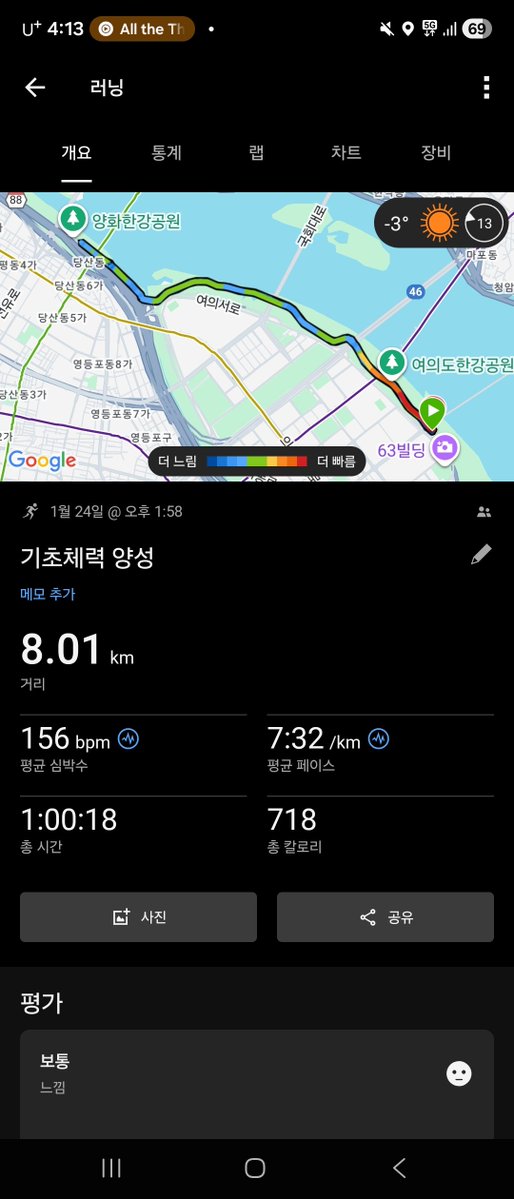 으 춥지만 그래도 또 나름 괜찮. 심박 높은 것은 왜 그랬을까.
