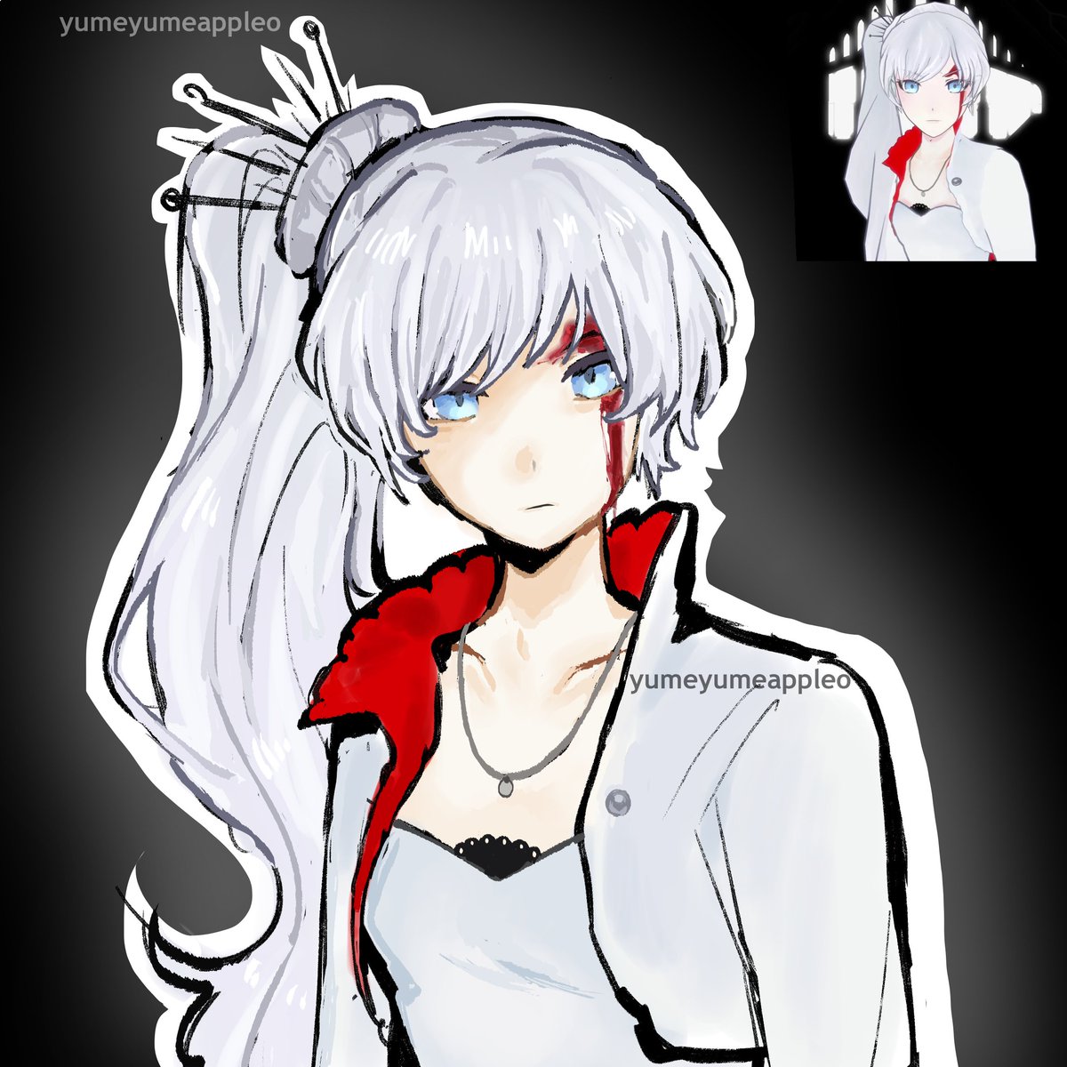 yumeyumeappleo's tweet image. erm? weiss screenshot redraw kinda yah ok i disapear again 
#rwby #weissschnee