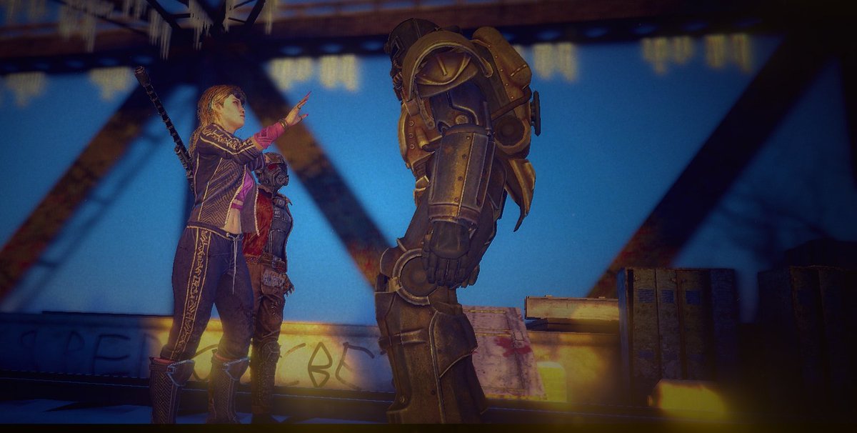 Eve_Zest's tweet photo. "A peice of ancient Armor of forgotten pasts that seems to have been abandoned in the realms now seems to have now found a new home." #yuidbd #dbdfanart #fallout #dbd https://t.co/5ZyKQcD5IT