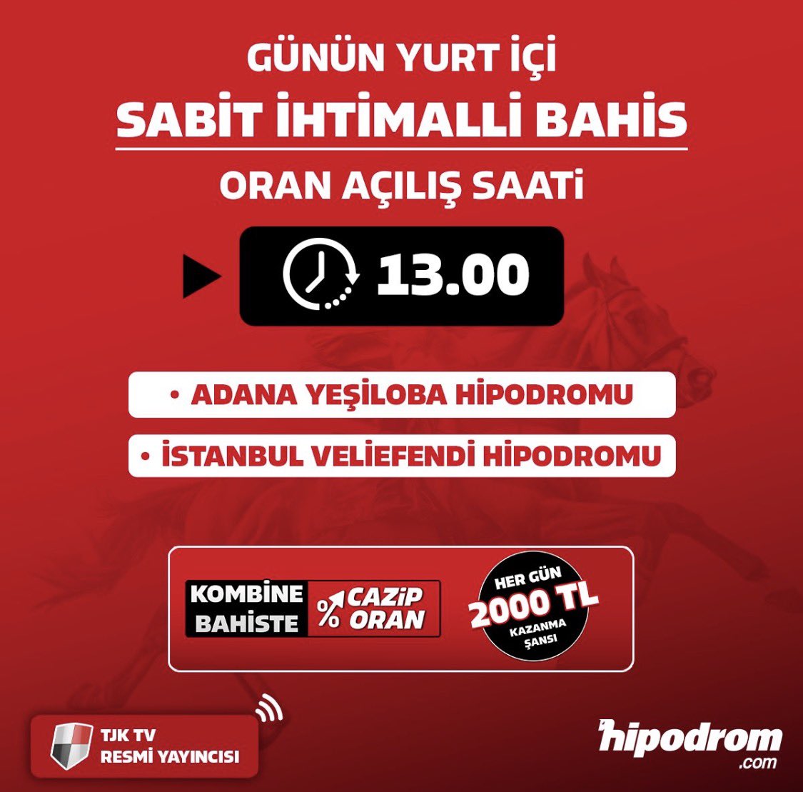 “SON DÜZLÜK” Başlıyor.
🏇🍀🧲🐴🏆
📍Gündemi ve bugünü değerlendireceğiz ✍️
📍Aşım Sezonu öncesinde son gelişmeler.
📍Sektör istatistik tabloları ve değerlendirme 📊
📍Bugünkü İstanbul ve Adana yarışlarından son dakika bilgileri ve çok daha fazlası 📢
📍Katkı ve katılımlarınız