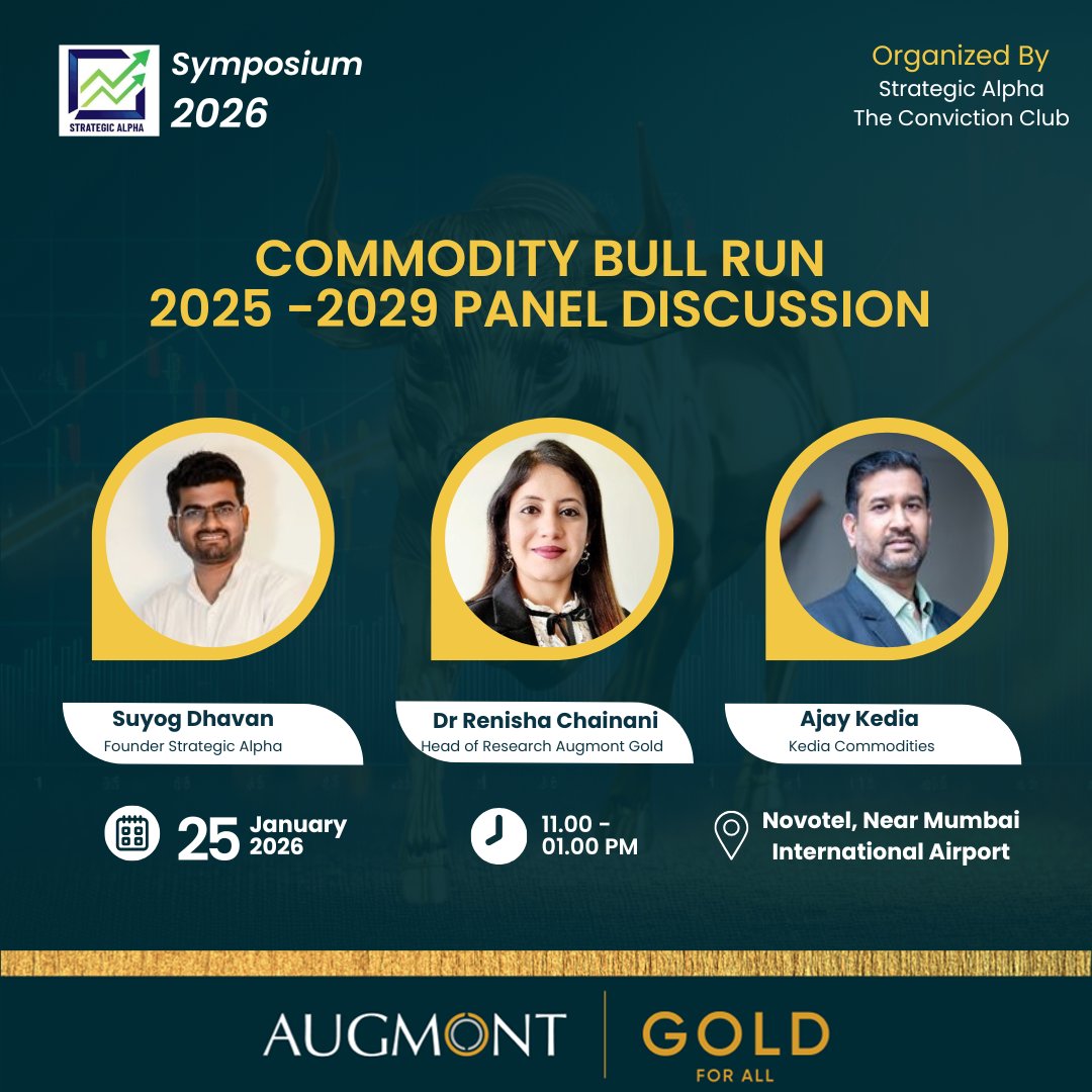 Join our Research Head Dr. Renisha Chainani where she deep dives into the Commodity Bull Run 2025–2029 trends, opportunities, and what lies ahead for gold and commodities.

📅 25 January 2026
⏰ 11:00 AM – 1:00 PM
📍 Novotel, Near Mumbai International Airport

#CommodityBullRun