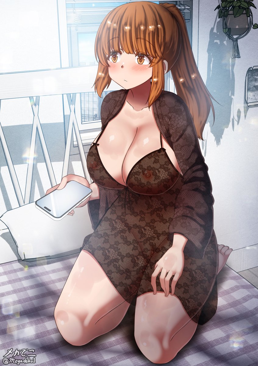 先週の忙しい合間に描いた一枚。 寝る時はかなりけしからんネグリジェを着ているポニ子ちゃんです。

A piece I managed to squeeze in during the busy gaps last week. Ponytail girl wearing a rather naughty negligee to bed :) 