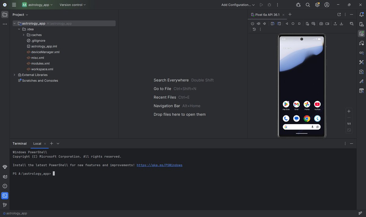 Day 1/7 🚀
Building &amp; launching a Flutter app in 7 days (solo).
Goal: design → AI → ads → payments → deploy.
Why astrology? $2.2B market, huge daily use in India. Apps are complex — I’m building a simple, Hindi-first AI app.
Day 1: setup, UI sketch, roadmap.
#BuildInPublic