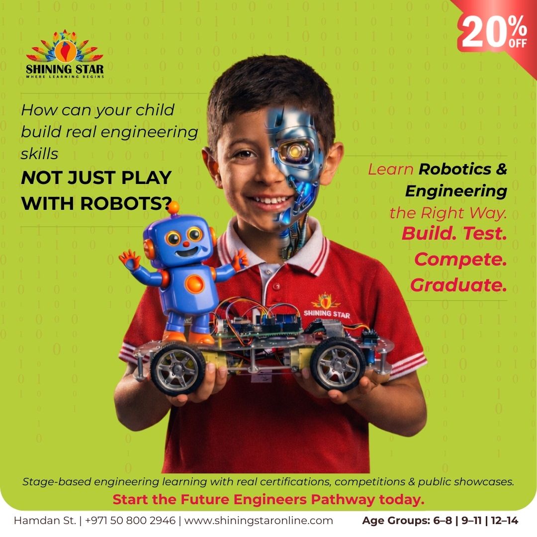 Shiningstaron's tweet photo. Robotics should teach engineering, not just buttons and blocks.

Future Engineers Pathway | Ages 6–14
📍 Abu Dhabi

🌐 https://t.co/NKiNLQE0wl

#STEMEducation #Robotics #Parenting https://t.co/5mMF40UIeT