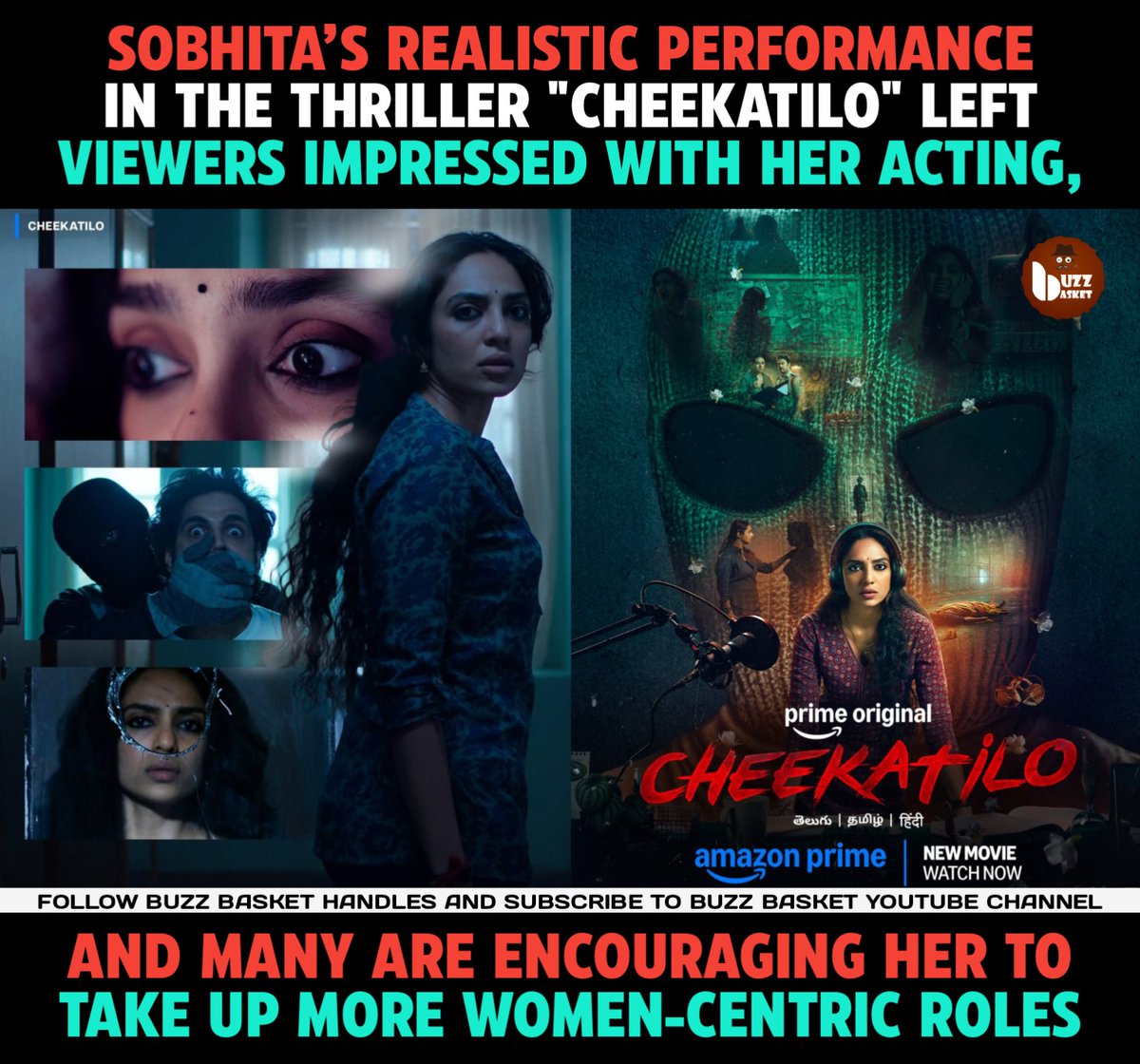 theBuzZBasket's tweet image. #SobhitaDhulipala impressed with her acting in #Cheekatilo

#CheekatiloOnPrime @sobhitaD