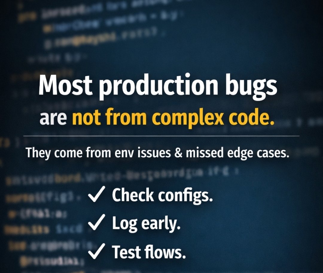 adarshkusingh's tweet image. Most production bugs are not caused by complex logic.
They come from config issues, env mismatch, or missing edge cases.
If you are working with MERN or DevOps:
• Always validate env variables
• Test the flow, not just the code
Clean basics save hours
#MERN #DevOps #developers