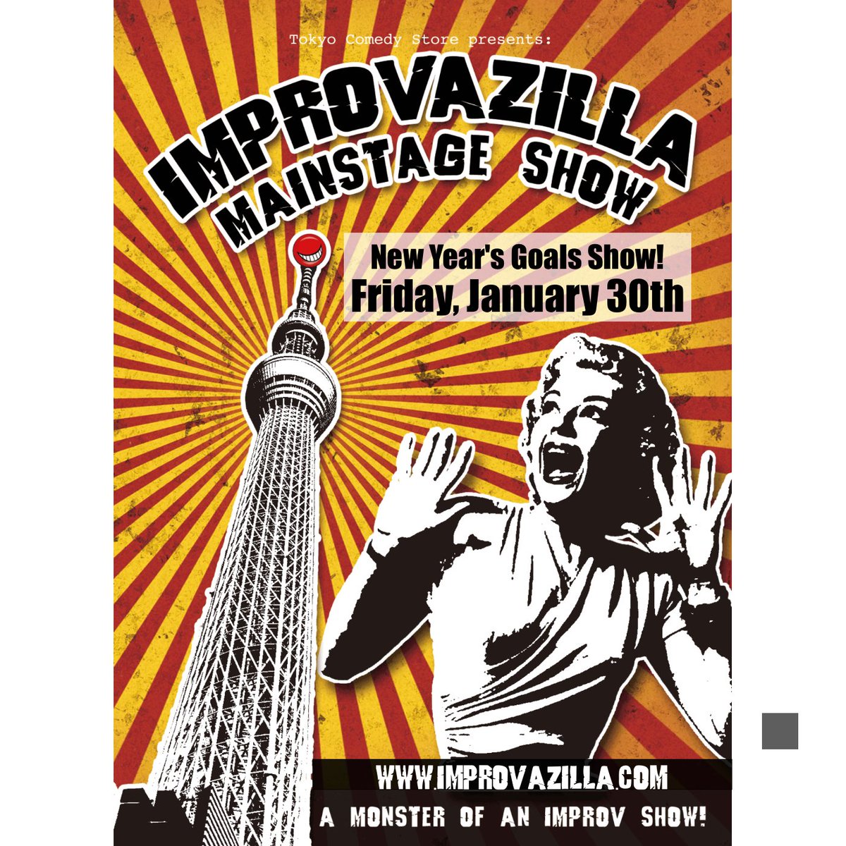 improvazilla's tweet photo. Looking forward to our first show of 2026! 🎉 We'll be taking people's New Year's Goals and turning them into improvised scenes and a Musical Premiere! 🎟️ Tickets at: https://t.co/c9LN8ZfPw6 🎟️ https://t.co/dnDq45DES2
