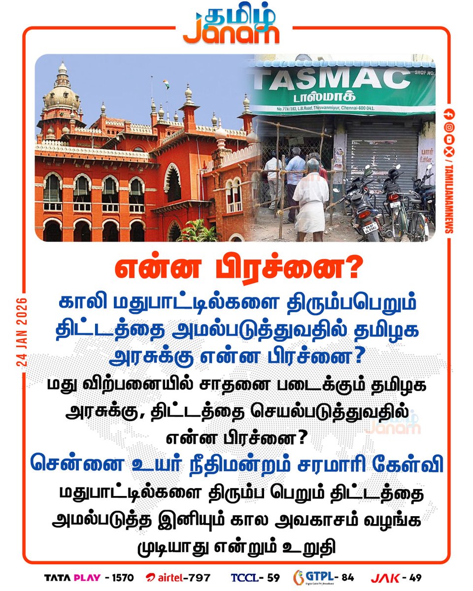 TamilJanamNews's tweet image. என்ன பிரச்னை?

#tasmac | #tamilnadu | #tngovt | #cmstalin | #dmk | #chennaihighcourt | #newsupdates | #tamiljanam