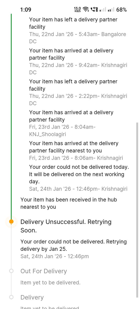 Harshathriven's tweet photo. @flipkartsupport You already auto disconnected to send a message via DM for providing link. My question is simple if you do not deliver the product to the respective zones, then why did you take orders online. If taken and order reached to near Hub, but not delivered to me 🤬 https://t.co/f4TR02vHGt