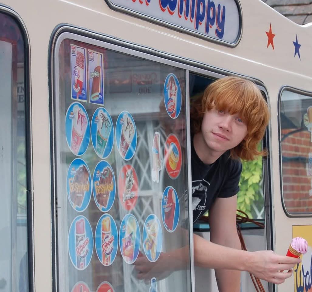 He waited years to finally be “old enough” to do something stupid with his money—and when that day came, Rupert Grint didn’t buy a supercar. He didn’t buy a mansion with a gold gate. He bought an ice cream truck. A full-on, 1974 Bedford van built by Mr. Whippy, the kind that