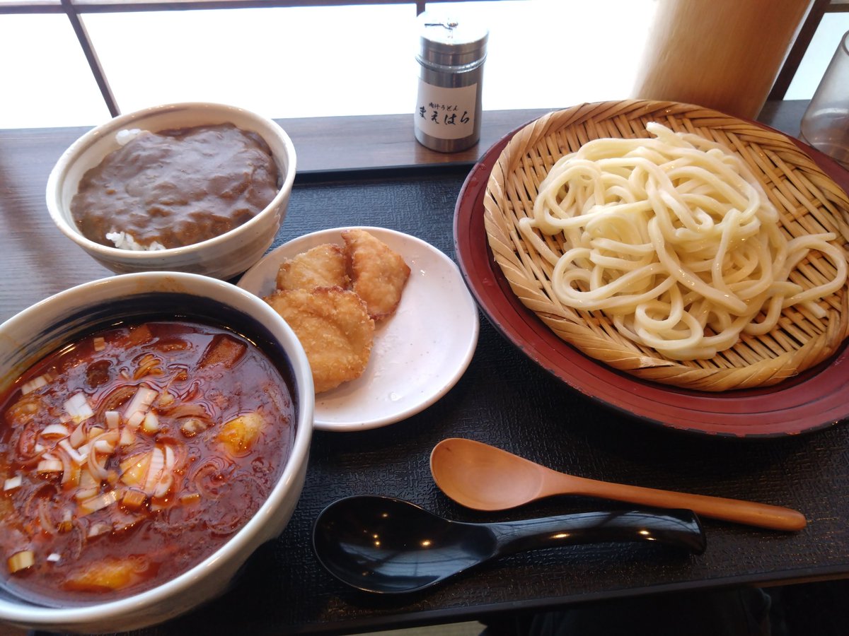 H2SO4Fas's tweet photo. 仕事にて、御殿場に赴く。

御殿場に出向している後輩くんに
進められて『まえはら』
という、うどん屋さんにて
お昼を戴く。

自分は
げんきモリモリセット
を辛汁で戴きました。

大変美味しかったです！！

＃まえはら
＃御殿場 https://t.co/R3kLpifX4e