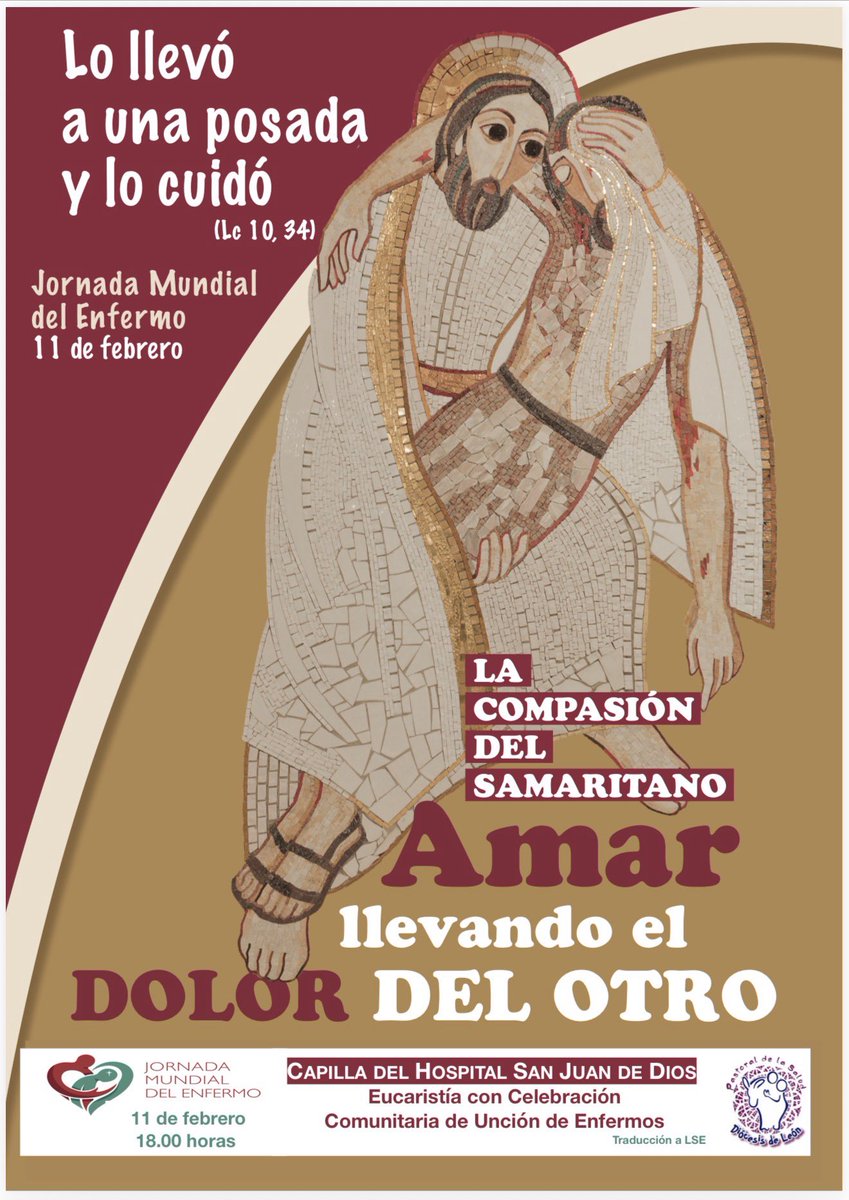 PSaludLeon's tweet photo. En la Jornada Mundial del Enfermo 2026, el mensaje del Papa León XIV nos llama a una compasión que se detiene, que se acerca y cuida como el Buen Samaritano. 
La fragilidad no se esquiva: se acompaña.

#JornadaDelEnfermo #Compasión #Cuidar #BuenSamaritano #Salud #Esperanza https://t.co/32ayPdtDta
