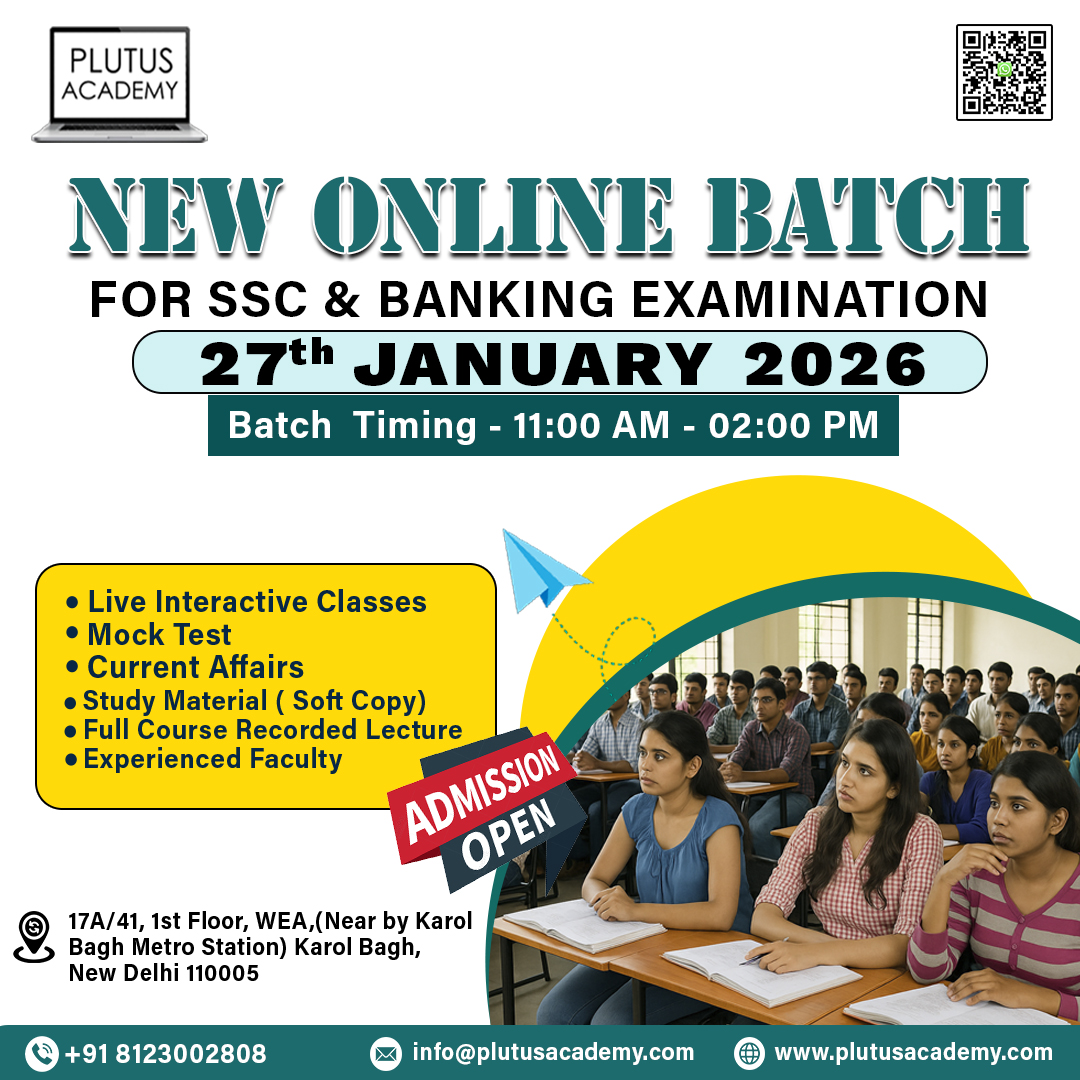 PlutusAcademy_'s tweet photo. 🚀NEW BATCH ALERT!
Prepare for SSC & Banking Exams with Plutus Academy's new online batch starting 27th January 2026.
✅Live Classes, Mock Tests & Recorded Lectures.
📍Karol Bagh, New Delhi
📞8123002808
🌐https://t.co/W2QtHRMpsh
.
#SSC #Banking #GovtJobs #PlutusAcademy #NewBatch https://t.co/ydbtHnWtpU