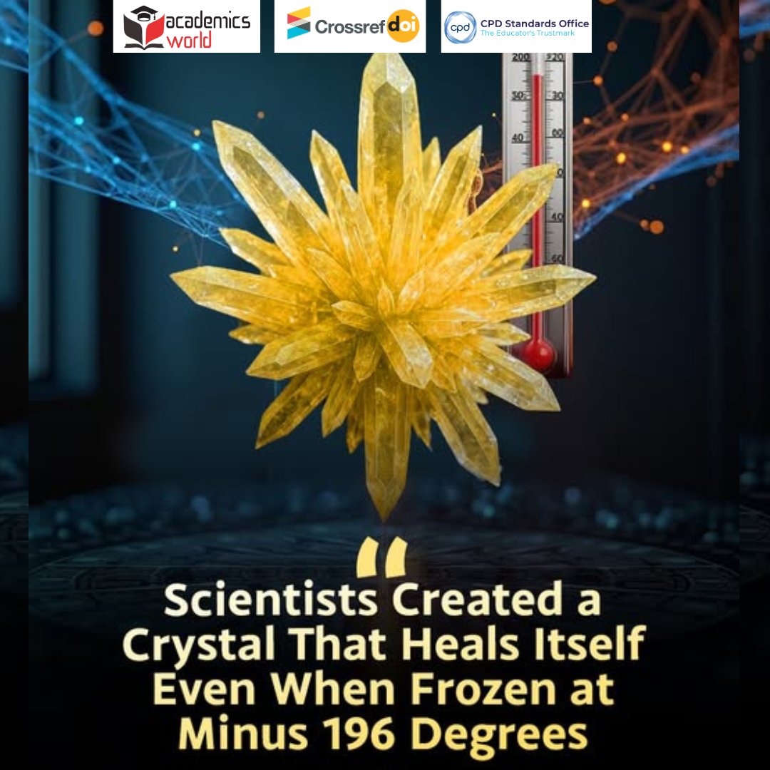 Most materials shatter in extreme cold. This one heals itself. ❄️
An organic crystal that repairs cracks—even at liquid nitrogen temperatures.
Sci-fi meets science. 🚀
🔗:academicsworld.org
📧: info@academicsworld.org 
#ACADEMICSWORLD #SelfHealingMaterials #FutureEngineering