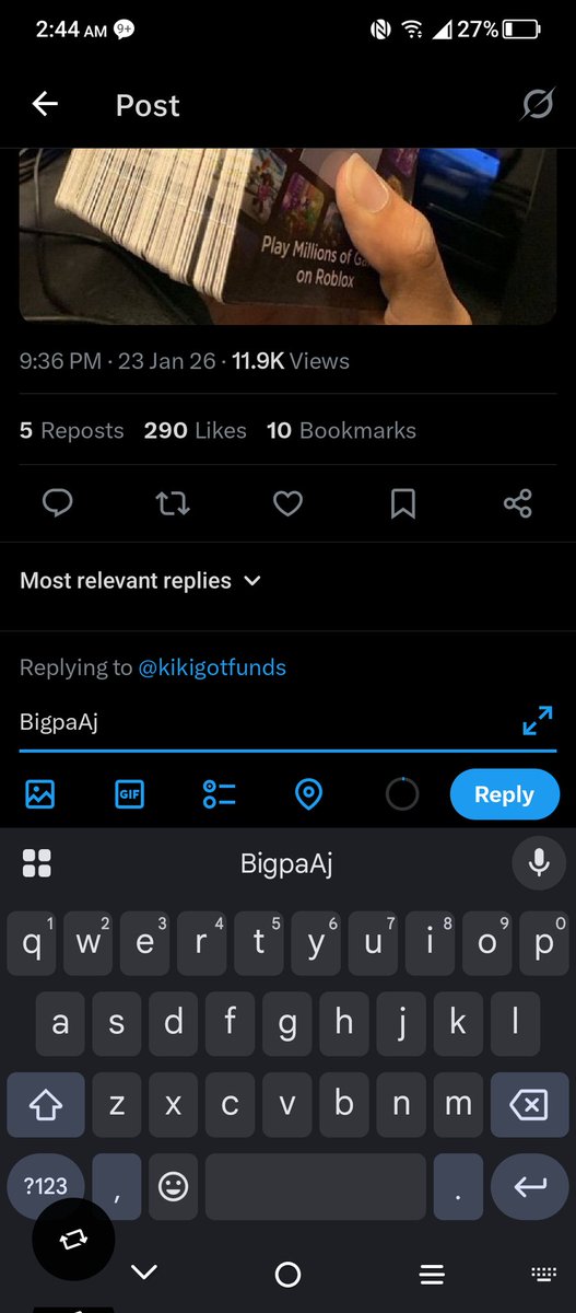 Oaiisiss's tweet photo. @kikigotfunds BigpaAj 291 person to like https://t.co/DMigiiGjAh