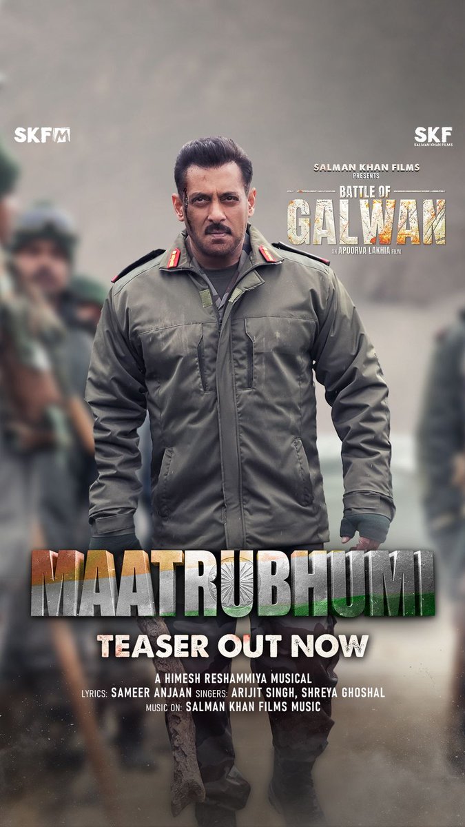 सलमान खान की फिल्म "Battle Of Galwan" का टीजर आ गया है जिसमें हमें 

अपने देश के वीर योद्धाओं की कहानी देखने को मिलेगी। देश के लिए कुछ कर गुजरने का 

जज्बा। जब ये रातों को जागते तब ही हम अपने घरों में आराम की नींद सो पाते हैं।

#SalmanKhan #IranMassacre #IranRevolution2026