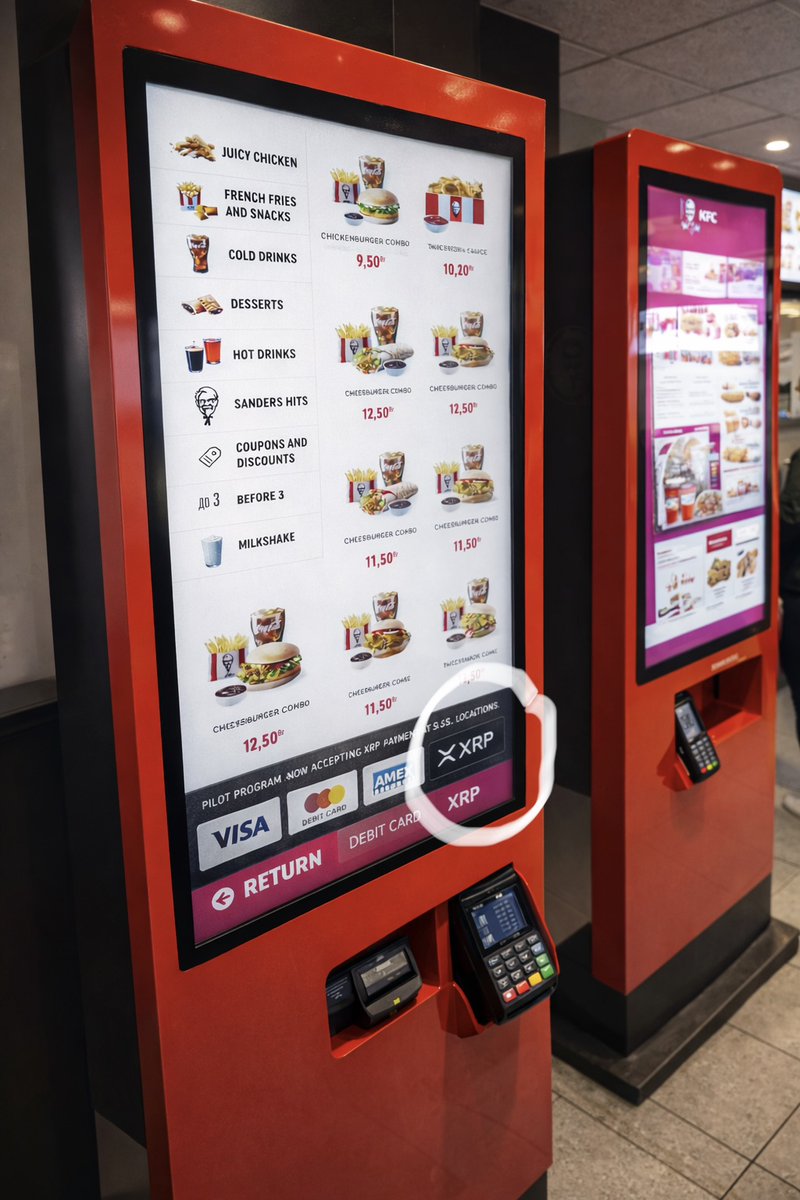 💥 BREAKING:

$XRP JUST SPOTTED AS A PAYMENT OPTION AT SELECT KFC LOCATIONS IN PHOENIX, ARIZONA 🇺🇸.

NO OFFICIAL CONFIRMATION YET.