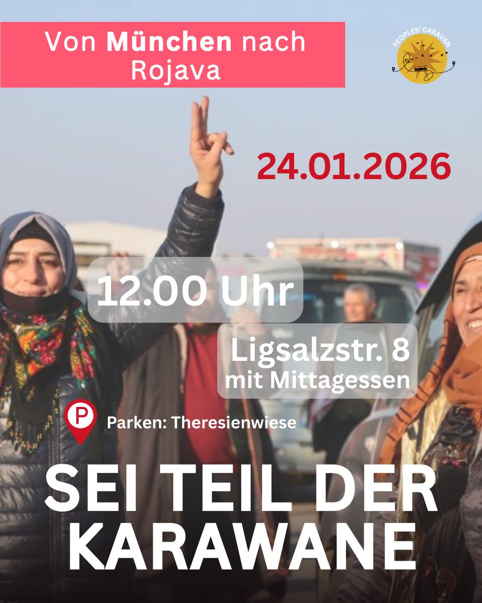 KeremSchamberg's tweet photo. Heute kommt die People's Caravan auf dem Weg nach Kobanê durch München. Um 12 Uhr im Ligsalz8.

Beteiligt euch! 

Alle Informationen zur Karawane:
https://t.co/OUbyEsJpWF https://t.co/kjH5lBOLqj