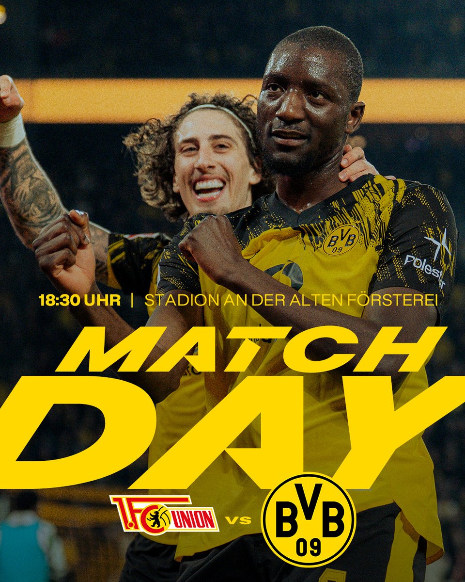 BVB's tweet image. ⬛️🟨 𝐒𝐏𝐈𝐄𝐋𝐓𝐀𝐂𝐇 in der Hauptstadt! 🍿

🆚 @fcunion 
📍 Berlin-Köpenick
🕡 18:30 Uhr
🖥️ @SkySportDE 
📲 #FCUBVB
