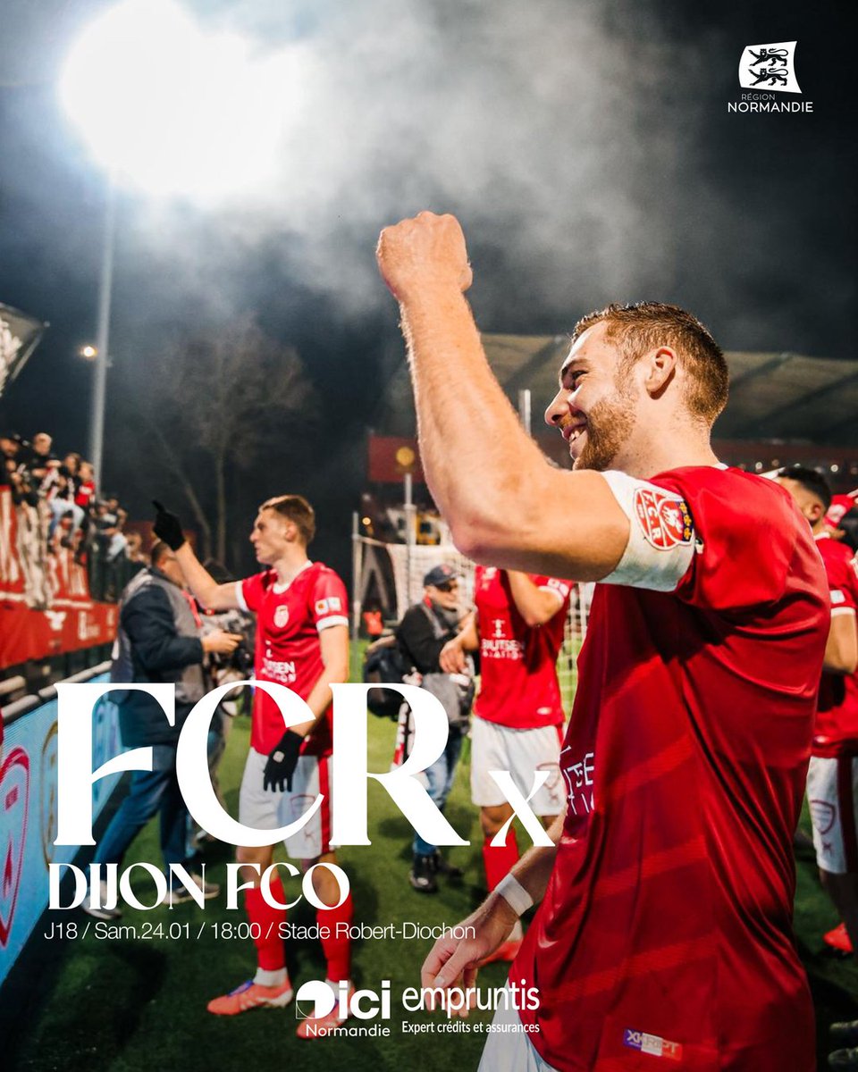 🔴 𝐉𝐨𝐮𝐫 𝐝𝐞 𝗺𝗮𝘁𝗰𝗵⚪️

📅 <a href="/NationalFFF/">Championnat National</a> - Journée 18
🆚 <a href="/DFCO_Officiel/">Dijon FCO</a>
⏰ 18:00
🏟 Stade Robert-Diochon
📺 Diffusé sur YouTube 👉 youtube.com/watch?v=Xewg4S…

🤝Match parrainé par la <a href="/RegionNormandie/">Région Normandie</a>