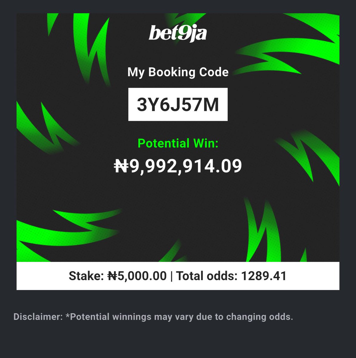 Talented_virtua's tweet image. 1.3k odds FullTime corner over/under spreadsheet on Bet9ja  ]

Early kickoff 🚀

🚫Do whatever you want with this code… 
Edit and win as usual 

🏆: BOOKING CODE 1: 3Y6J57M

🏆odds edit BOOKING CODE 2: 3Y6J97G

#Bet9jaCode