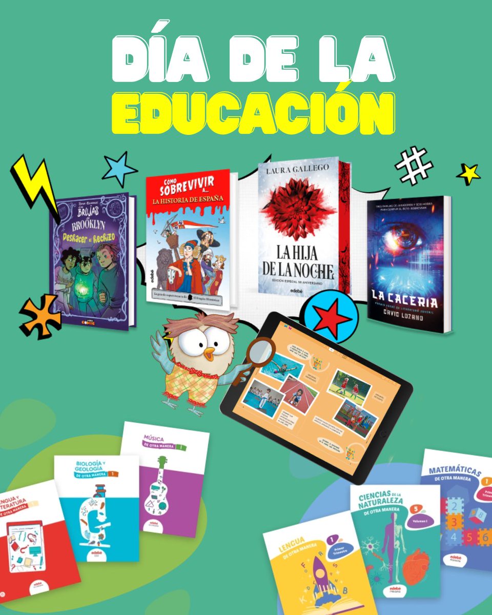 GRUPOEDEBE's tweet image. Hoy celebramos a docentes y equipos educativos que hacen del aprendizaje una aventura diaria. Su dedicación y creatividad construyen el futuro. En Edebé, orgullosos de apoyar su labor con recursos que inspiran, educan y abren oportunidades. 🌟📖 #Edebé