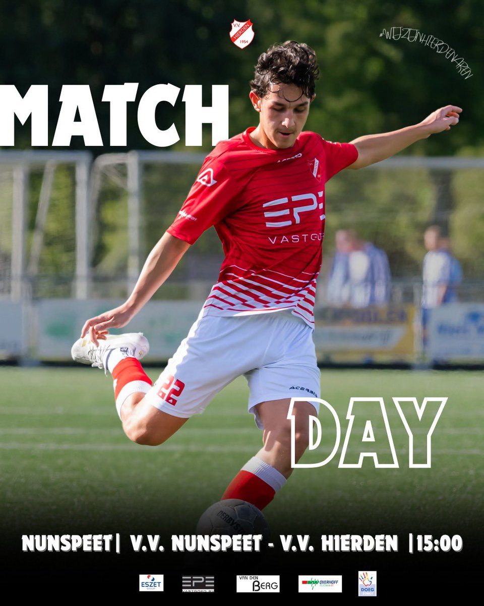 vvhierden's tweet photo. ⚔️ • 𝙼 𝙰 𝚃 𝙲 𝙷 𝙳 𝙰 𝚈

Na de klinkende zege van een week geleden is het vandaag zaak dit een passend vervolg te geven. En hoe kan beter dan in de derby tegen v.v. Nunspeet. De Nunspeters kregen vorige week een flinke tik (9-1) van koploper Go Ahead Kampen en zullen, nog meer dan normaal in dit affiche, gebrand zijn op een goed resultaat! 

Alle ingrediënten aanwezig voor een heerlijke voetbalmiddag. Tot vanmiddag!🙏🏽

𝐖𝐈𝐉 𝐙𝐈𝐉𝐍 𝐇𝐈𝐄𝐑𝐃𝐄𝐍𝐀𝐑𝐄𝐍❤️🤍