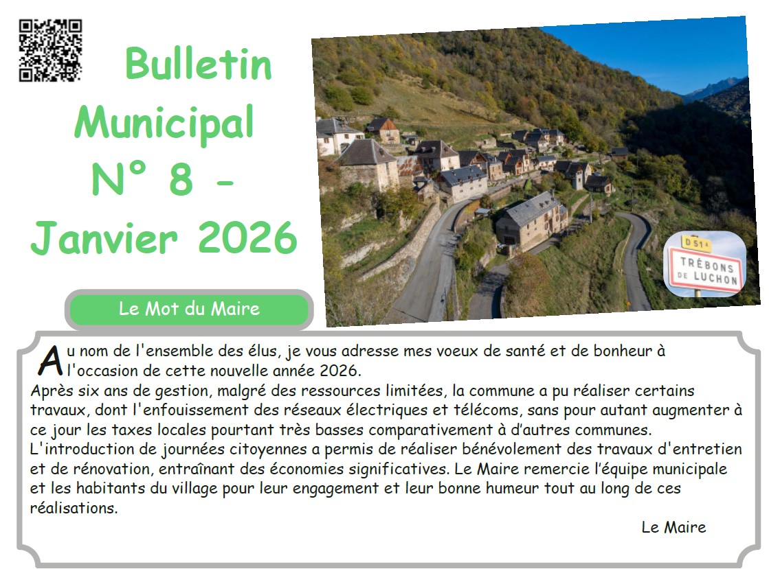 TrebonsDeLuchon's tweet photo. Bulletin Municipal Janvier 2026 - N°8 -  https://t.co/I2SKjtieDP https://t.co/Pni95u7XhQ